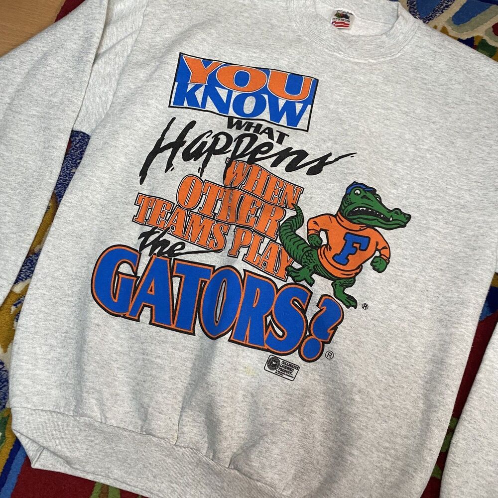 Vintage 90s Florida Gators Bad Things Happen Crewneck Large Fruit Of The Loom